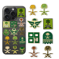 Badge adhésif personnalisé en gros avec logo, épingle 3M en métal, autocollant personnalisé en émail souple pour coque de téléphone, motif palmier et couteau incurvé