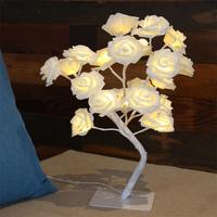 Meilleures ventes décoration de noël saint-valentin 24 36 48 LED Rose rouge rose fleur lampe de table lumières éclairage Rose fleur arbre usb