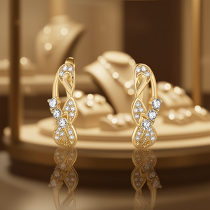 Orecchini E2651 in Oro con Diamanti, Classici Rotondi Taglio Brillante, Colore G, Diamanti Naturali, Gioielli per Uso Quotidiano - Product Image 2