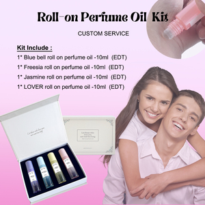 Coffret de Parfums à Bille Personnalisé 4-en-1 pour Femme, Huile <span class=keywords><strong>Parfum</strong></span>ée Florale Jasmin Freesia Rose - Product Image 2