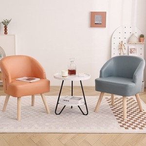 Chaise de salon scandinave avec pieds en bois, rembourrage en mousse, chaise individuelle en tissu pour la maison, le bureau ou la chambre - Product Image 3