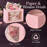 Sacs en papier de luxe pour fleurs avec fenêtre transparente et poignées en corde pour emballage de bouquets de fleuristes, vente en gros, commandes B2B personnalisées