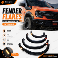 Pour Ford Ranger T9, extensions d'ailes avec éclairage LED, extensions d'arche de roue en ABS, accessoires pour pick-up tout-terrain, ailes de voiture 4x4