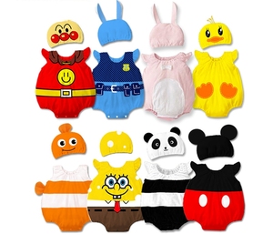 0-1 anno abbigliamento estivo per ragazzi e ragazze 100% cotone senza maniche tuta da arrampicata in stile cartone animato - Product Image 1