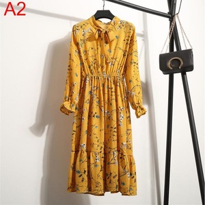 <span class=keywords><strong>2021</strong></span> vestidos de otoño para mujer bohemios de manga larga de talla grande Vestido camisero de gasa lazo blanco Floral Boho Club vestido de fiesta invierno 3XL - Product Image 2