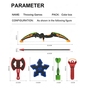 Jeu de lancer de hache en plastique durable O'BON, comprenant 3 fléchettes étoiles et 3 haches, cible de fléchettes pliable pour l'extérieur, vente en zone pour enfants - Product Image 4