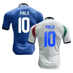 Chất lượng hàng đầu Euro Italy đội tuyển quốc gia mặc màu xanh Máy nghe nhạc phiên bản bóng đá Jerseys pirlo 10 # bóng đá Jersey