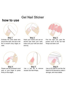 Pegatinas de envolturas de uñas de gel semicuradas con lámpara UV populares con diseño de color degradado rosa y blanco - Product Image 6