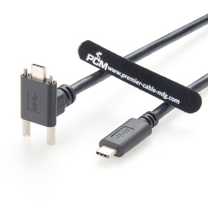 Kabel USB 3.1 Tipe C dengan Pengunci Sekrup, Male ke Male, Sudut 90 Derajat, untuk Kamera Industri, Sistem Sensor Visi Mesin - Product Image 2