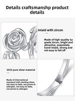Tout nouveau Rose fleurs bague haute qualité 925 bague en argent Sterling Simple Center Zircon anneaux pour les femmes cadeau de fête