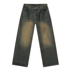 Pantalones Vaqueros Anchos de Mezclilla Azul Oscuro, Estilo Urbano Unisex, 100% Algodón Lavado, Corte Recto, Talla Grande para Hombre - Product Image 6