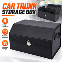 Boîte de rangement pour coffre de voiture de grande capacité avec cuir suédé, multifonctionnelle, dotée d'une poignée et d'un design pliable