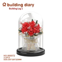 Contient des blocs de construction transparents en forme de rose, série bouquet de fleurs, jouets éducatifs pour la Saint-Valentin