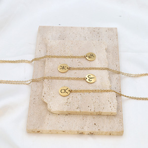 Constellation Pendant Necklace 18k Gold Plated Titanium Steel Chain For Women Everyday Wear Aquarius Taurus Leo Aries Pisces - Product Image 1