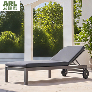 Tumbonas con ruedas de madera de teca modernas piscina de hotel de lujo para uso comercial al aire libre - Product Image 3