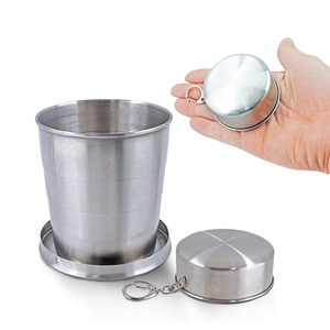 Gobelet pliable en acier inoxydable <span class=keywords><strong>de</strong></span> qualité supérieure, à large application, avec couvercle et porte-clés - Product Image 4