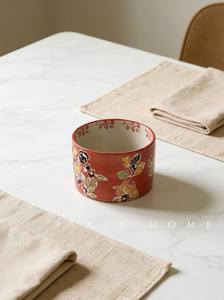 Tasses à café, thé au lait et desserts en brocart rouge style peinture à l'huile vintage French <span class=keywords><strong>Table</strong></span> <span class=keywords><strong>Passion</strong></span> - Product Image 3