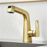 Robinet de lavabo extractible numérique en laiton, personnalisable multicolore, avec affichage numérique, eau chaude et froide, pour salle de bain et hôtel