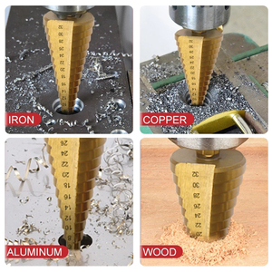 PMS 6 pièces jeu de forets Punte Per Trapano 50 tailles de pas totales jeu de forets étagés revêtus de titane pour métal et bois - Product Image 6