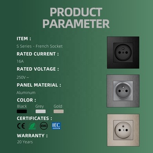 Đồ Nội Thất Ổ Cắm Điện Vuông 86*86Mm Chải Nhôm Bìa 2 Pin Tường Ổ Cắm 16A 220-<span class=keywords><strong>250V</strong></span> Lõm Ổ Cắm Điện - Product Image 2