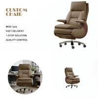 Chaise de bureau exécutive ergonomique en cuir de qualité supérieure, hauteur réglable, soutien lombaire, coussin moelleux, base pivotante à 360° en acier, durable