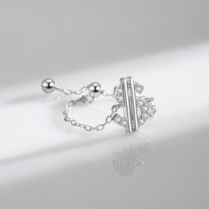 S925 Silver Dollar Sign <b>Ring</b> Pave Setting <b>Crystal</b> Rhinestone Unisex Hiphop Korean Ins Style Full Pave Dollar Chain <b>Ring</b> - Product Image 6