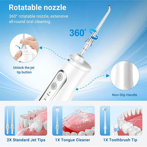Hydropulseur électrique sans fil étanche IPX7 à rotation 360° avec 4 modes et 4 embouts pour le nettoyage des dents (vente en gros) - Product Image 2