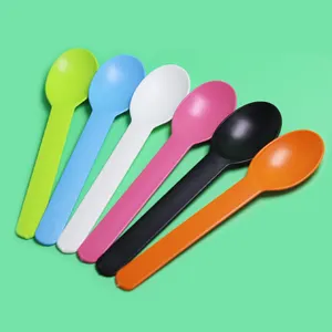 Colorido desechable Psm Material grado alimenticio Mini yogur congelado helado cucharas fiesta moderno servicio de comida pequeña cuchara redonda