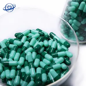 Quick dissolving separated light and dark green capsule empty gelatin capsules