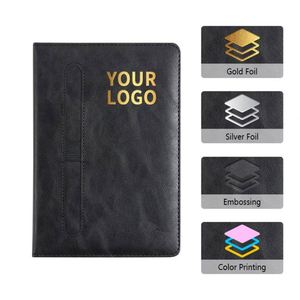 Custom Business Gift Diary Notebook Journal Leather Cover Printing Logo A5 Memo <b>Pad</b> with Pen Holder Notebooks - Product Image 6