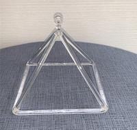 Pirámide de Canto de cristal de cuarzo de 7 pulgadas transparente con palo de cuenco de cristal y cuerda púrpura