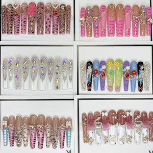 Vente en gros <span class=keywords><strong>meilleure</strong></span> qualité durable acrylique fait à la main <span class=keywords><strong>faux</strong></span> presse sur les <span class=keywords><strong>ongles</strong></span> 10 pièces de luxe longue ballerine ongle artificiel avec de la <span class=keywords><strong>colle</strong></span> - Product Image 1