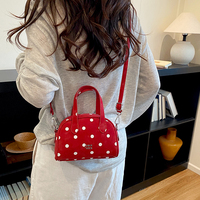 Sac Boston Mini à Pois JINZE3407 en Cuir PU Souple, Sac à Main avec Bandoulière Amovible, Sac à Bandoulière Mignon pour Femme, Idéal pour le Quotidien et les Rendez-vous