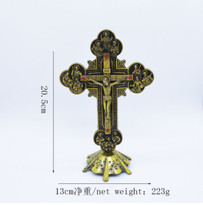 2025 nouveauté métal 21.5cm artisanat catholique couleur plaqué debout <span class=keywords><strong>Crucifix</strong></span> prière croix debout <span class=keywords><strong>Crucifix</strong></span> - Product Image 3