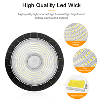 Projecteur LED UFO à haute luminosité 150 lm/W IP65 IK08 100W 150W 200W, CCT réglable, capteur de puissance, éclairage industriel pour entrepôt