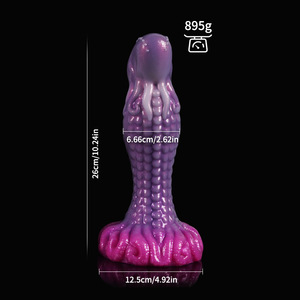 Gode adulte en silicone souple au design de pénis extraterrestre avec bouchon anal à ventouse - Product Image 4