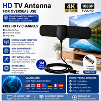 Antenne TV numérique intérieure amplifiée 4K 1080P avec câble coaxial de 3 m, chaînes gratuites, sans frais mensuels, Plug and Play, portée 200 milles