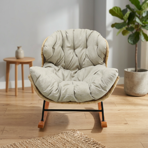 Sillón Mecedor Modular de Ratán Moderno Benely con Cojín para Sala de Estar, Villas, Hoteles y Entrada, Hecho en Indonesia - Product Image 1