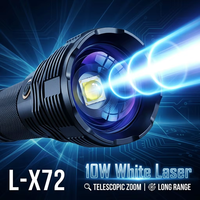 Lampe torche LED haute puissance, lampe tactique avec laser blanc 10W XHP70, rechargeable par type-C, zoom réglable, lampe de poche pour situations d'urgence