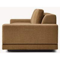 Canapé modulaire moderne à accoudoirs larges en tissu, structure en bois artisanal, coussins en mousse multi-densités, pour salon