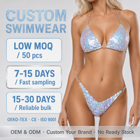 Vente flash - Maillot de bain personnalisé de luxe avec paillettes et sequins - Ensemble de bikini 2 pièces de marque propre - Maillot de bain de plage