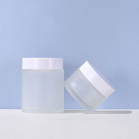 Pot en verre cosmétique vide transparent dépoli avec couvercle en plastique blanc, disponible en 5g, 10g, 15g, 20g, 30g, 50g, 100g, 30ml - Prix de gros