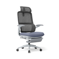 Chaise de bureau ergonomique moderne en maille avec appui-tête réglable, base cinq étoiles robuste et repose-pieds inclinable pour la maison, l'école, l'hôtel et le bureau