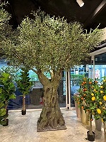 Arbre d'olivier artificiel classique, élégant et durable, en fibre de verre, pour décoration artistique, ornement de vitrine, 2,8 m, modèle OV Ho pour le Poisson d'avril