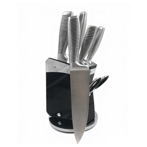 7 Pieces Professional Sharp Stainless Steel Chef Knives Silver Kitchen Knife Set With <b>Acrylic</b> Knife <b>Block</b> - Product Image 1