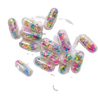 Figurine en résine souriante colorée, breloques 3D en forme de pilules et capsules, mini pilules décoratives, artisanat fait main, cadeau d'affaires, bijoux DIY pour boucles d'oreilles