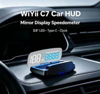 WiiYii C7 Affichage HUD pour voiture, écran LED 3,5 pouces, compteur de vitesse, horloge, connexion Type-C, accessoire universel pour voiture