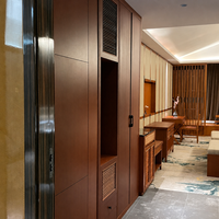 Ensemble de lit double de style japonais pour hôtel, écran mural en bois à treillis, banc rembourré, mobilier de chambre d'hôtesse de style Zen, FF&E