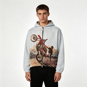 Fabricante de <span class=keywords><strong>Ropa</strong></span> Urbana, Chaqueta con Cierre, Sudadera Jacquard Tejida, Sudadera con Capucha de Tapicería, Chaqueta Personalizada <span class=keywords><strong>para</strong></span> Hombre de Fábrica - Product Image 2