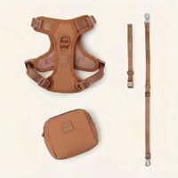 Harnais pour chien personnalisé anti-traction avec 3 boucles et poignée de sécurité, ensemble collier et laisse personnalisable, fabricant de harnais de luxe pour chien
